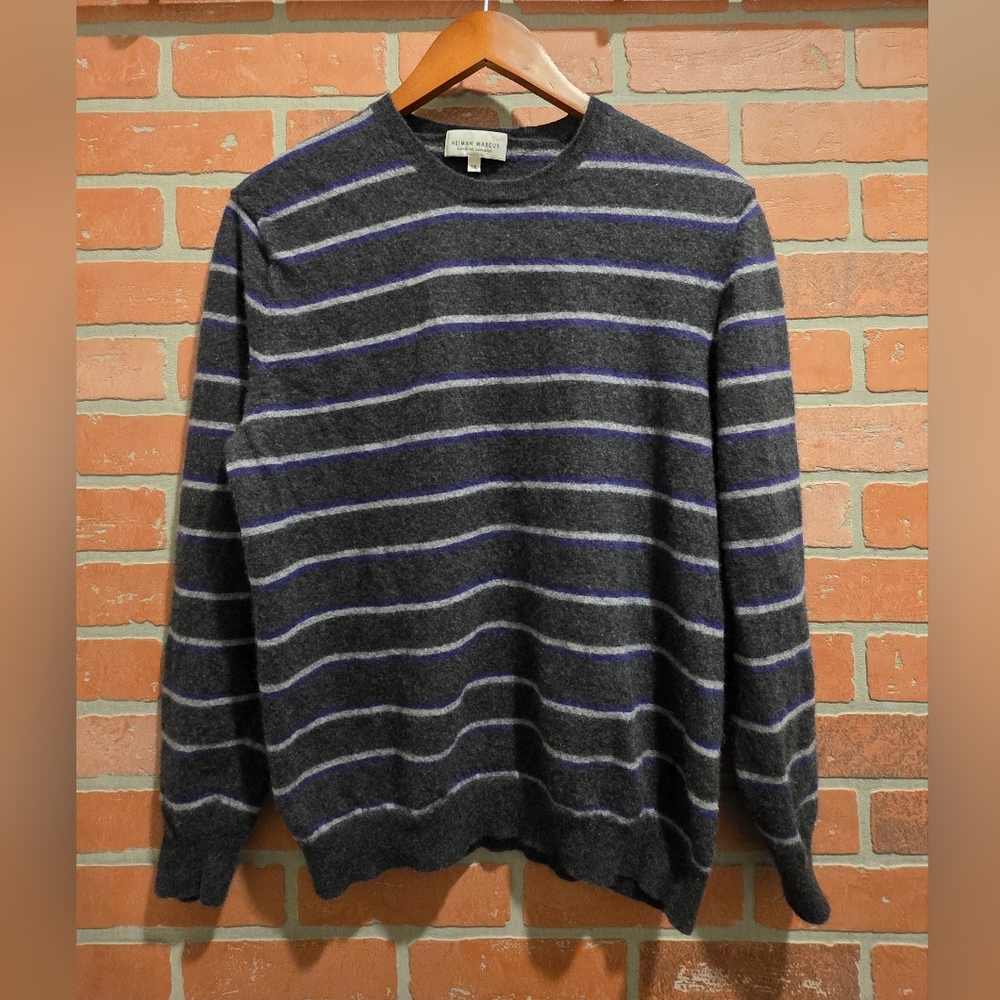 Neiman Marcus Cashmere Sweater - Charcoal and Gray/purple‎ StripesXXL SKU93